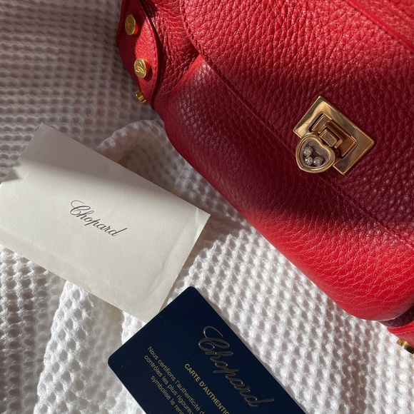 Chopard Red Satchel with Gold Accents NWOT - Picture 14 of 15